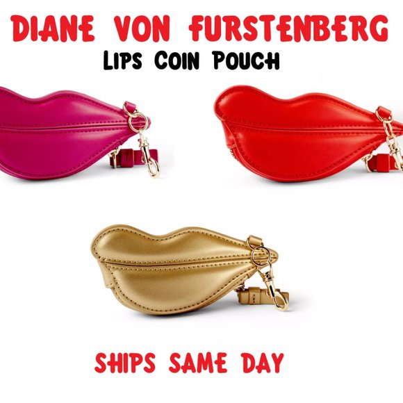 💋 IN HAND DVF Diane Von Furstenberg X Target Lips Coin Pouch Purse Pink Red NEW - Picture 1 of 10